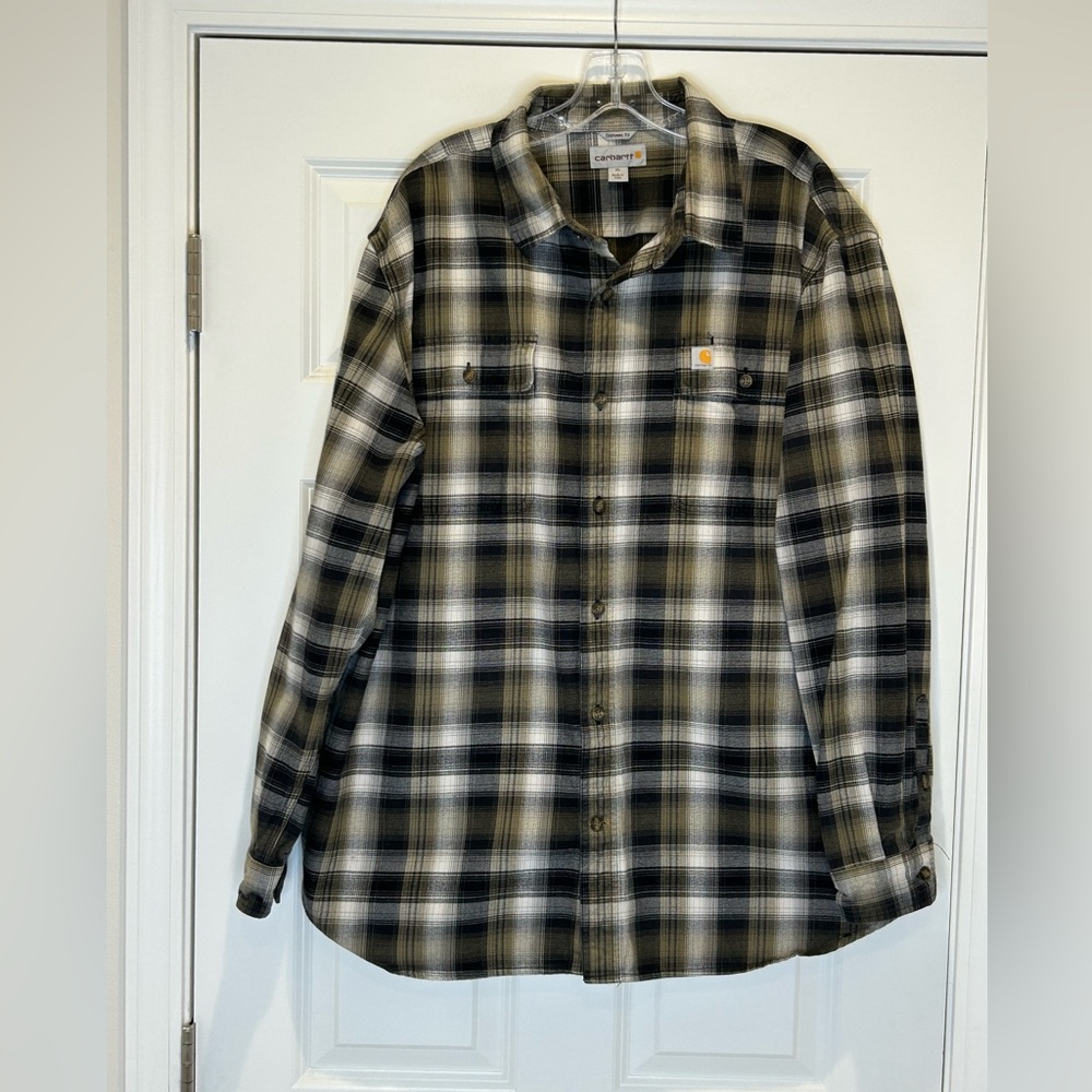 Carhartt Original Fit Shadow Plaid Flannel Shirt Men's Size XL